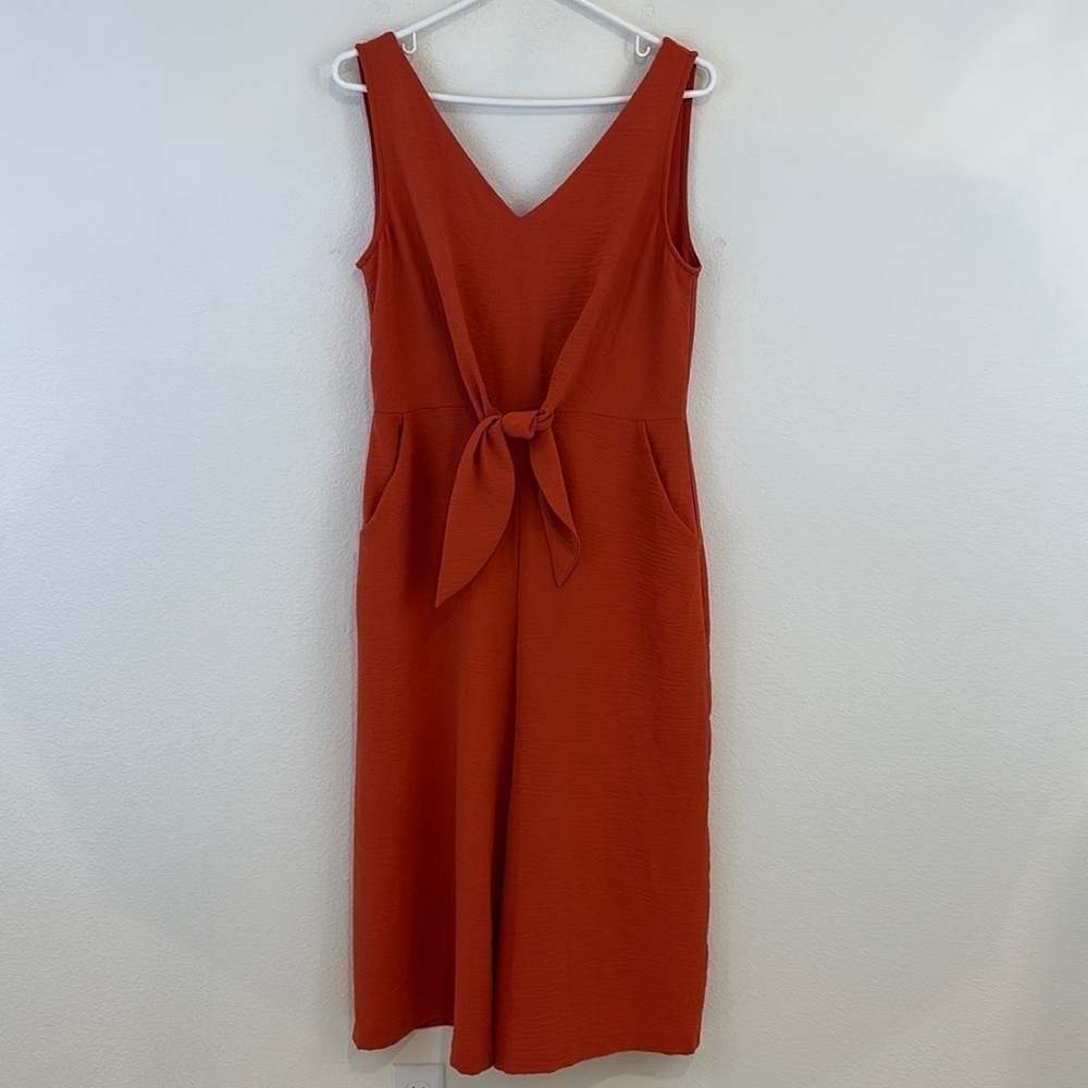 Gabby Skye Orange Front Tie Jumpsuit